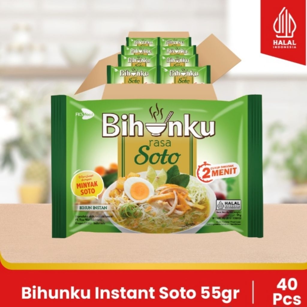 

Bihunku Instan - Soto - 1 karton - 40 Pcs - 55gr