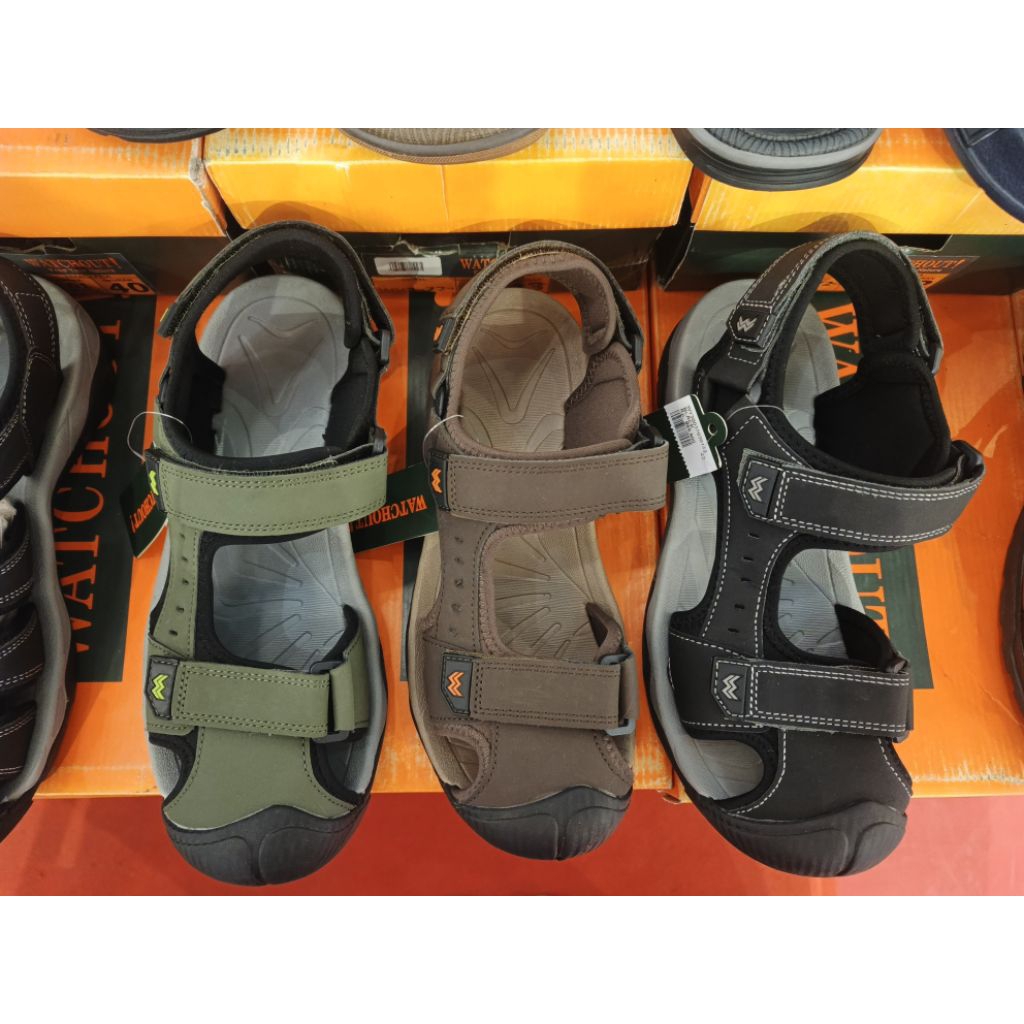 Sandal gunung pria solid watchout hitam army coklat
