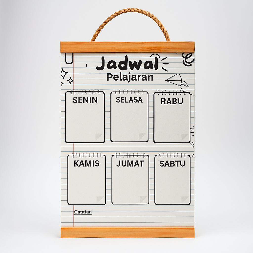 

Jadwal Pelajaran Dinding Gantung Planner Sekolah Anak Wipe & Clean Anak TK SD SMP