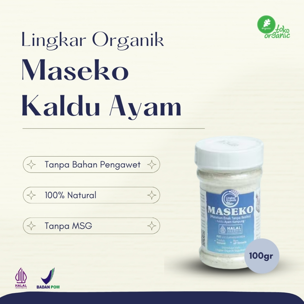 

Lingkar Organik Maseko Kaldu Ayam Botol (100gr) - Kaldu Ayam Bubuk, Kaldu Ayam Sehat, Chicken Broth Powder, Chicken Stock Powder