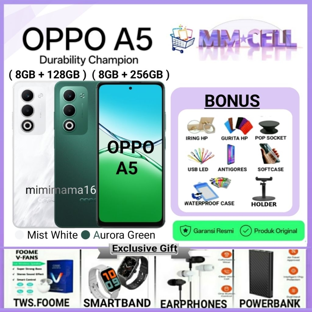 OPPO A5 RAM 8/128 GB | OPPO A 5 RAM 8/256 GB GARANSI RESMI OPPO INDONESIA