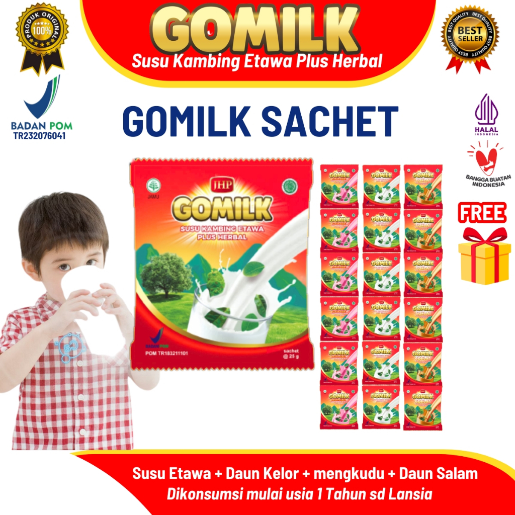 

Gomilk Sachet Susu kambing Etawa Plus Herbal