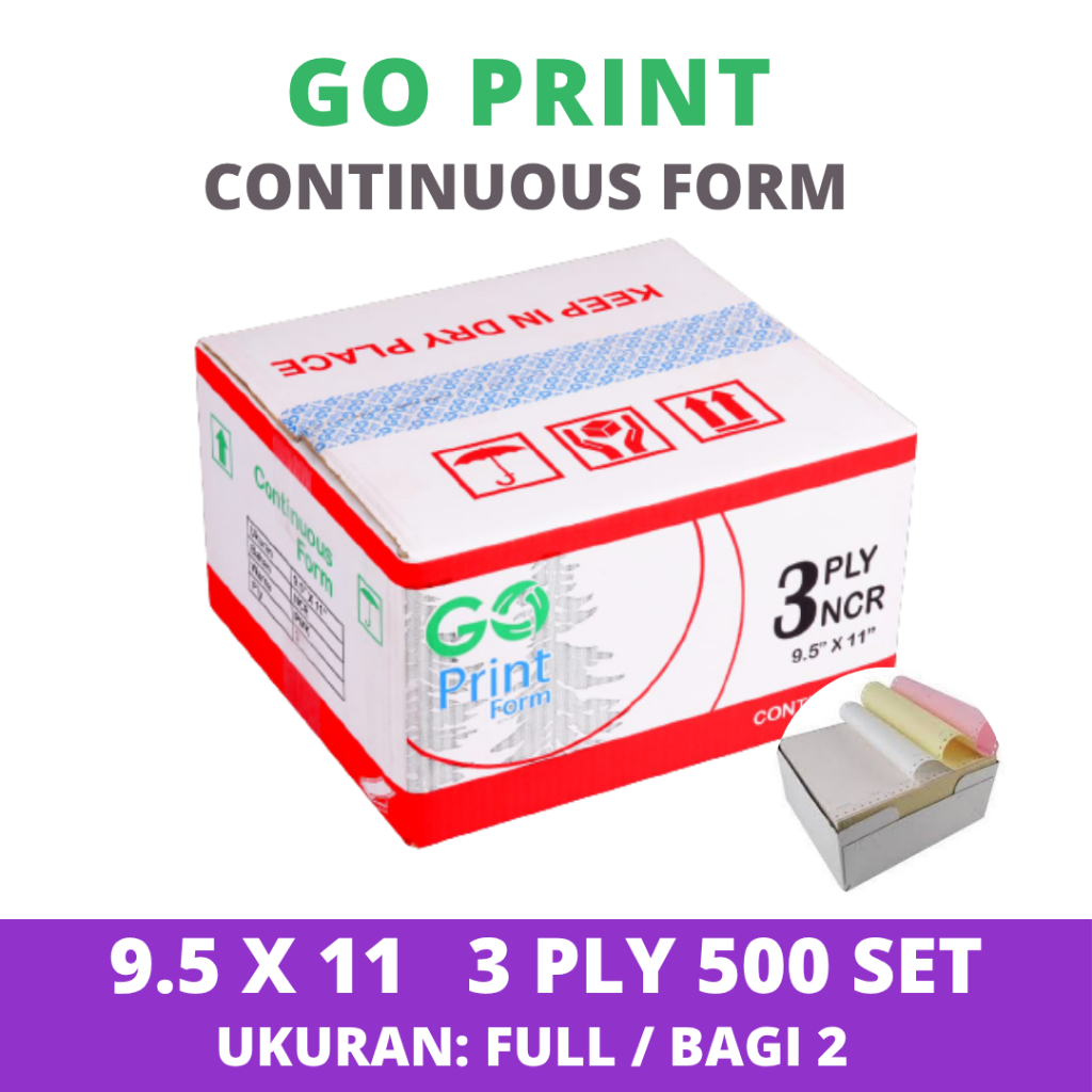 

Continuous Form Paper Go Print 9.5 x 11 3 ply - Full/Belah 2