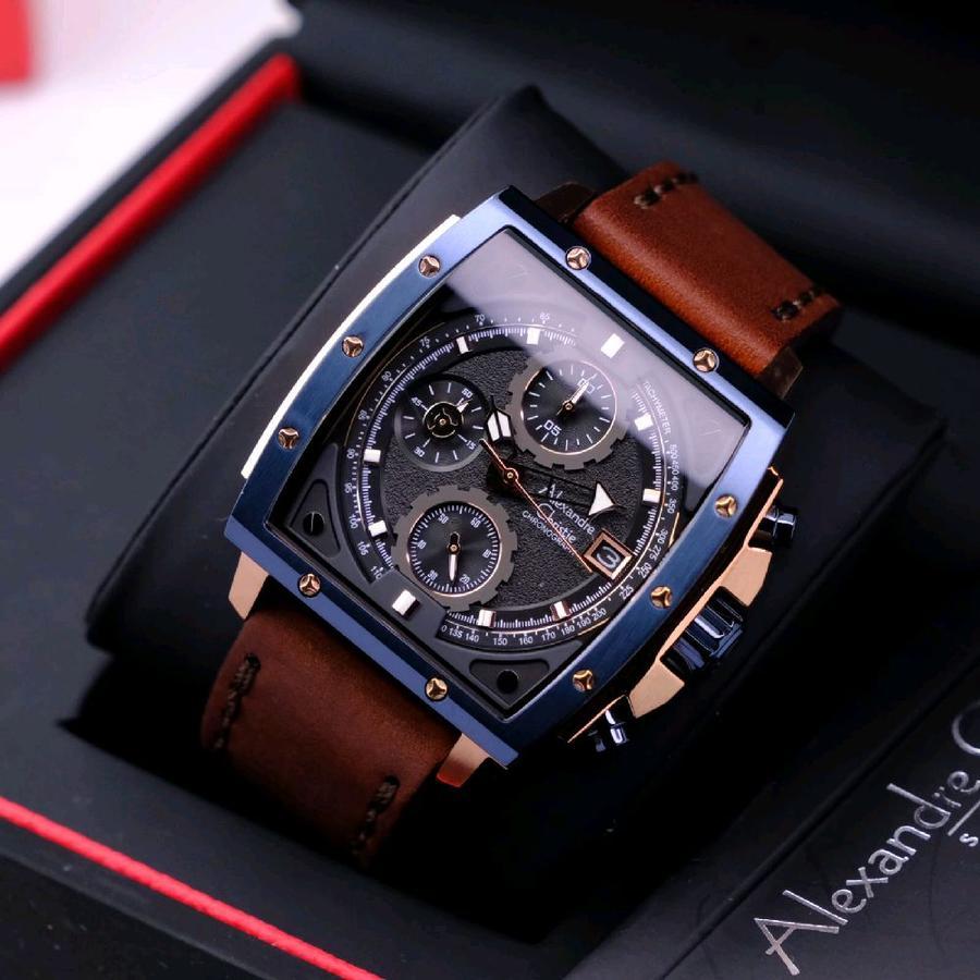 Jam Tangan Alexandre Christie AC 6376 Blue Rose Pria Original Garansi