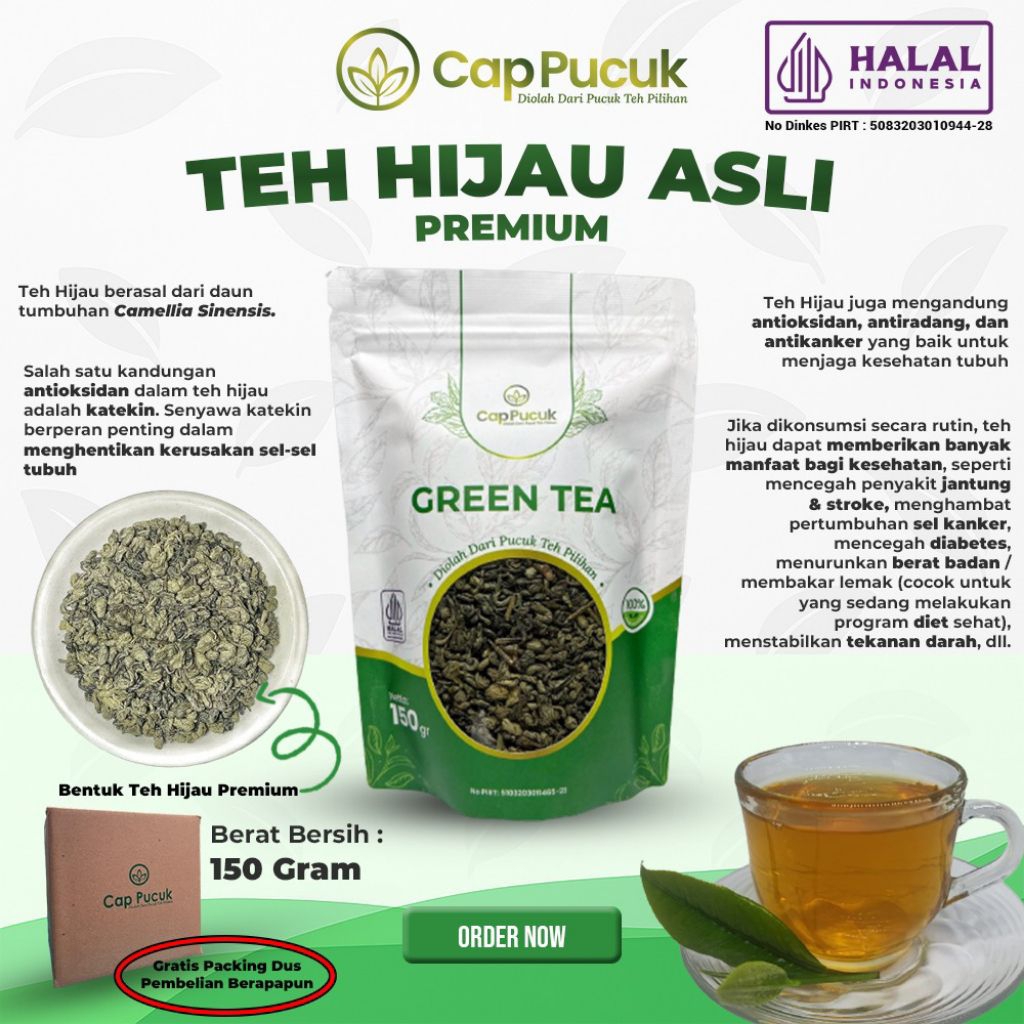 

TEH HIJAU (PEKO SPESIAL ) / GREEN TEA CAP PUCUK "PREMIUM
