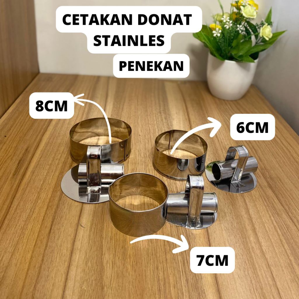 Cetakan Donat Stainless 1Set + Pembolong Ring Bulat Penekan Adonan Donat Kitchenware Kue