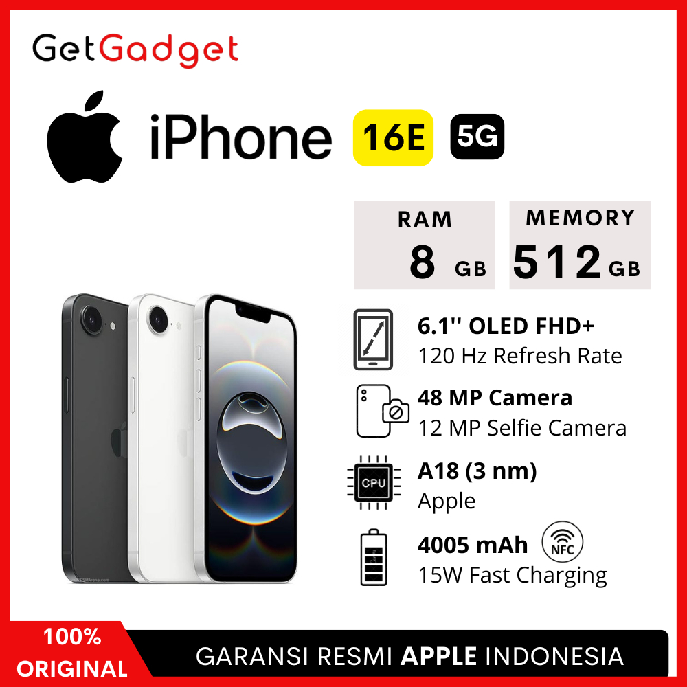 Apple iPhone 16e - 128GB 256GB 512GB - New Baru Original Garansi Resmi Indonesia GDN iBox