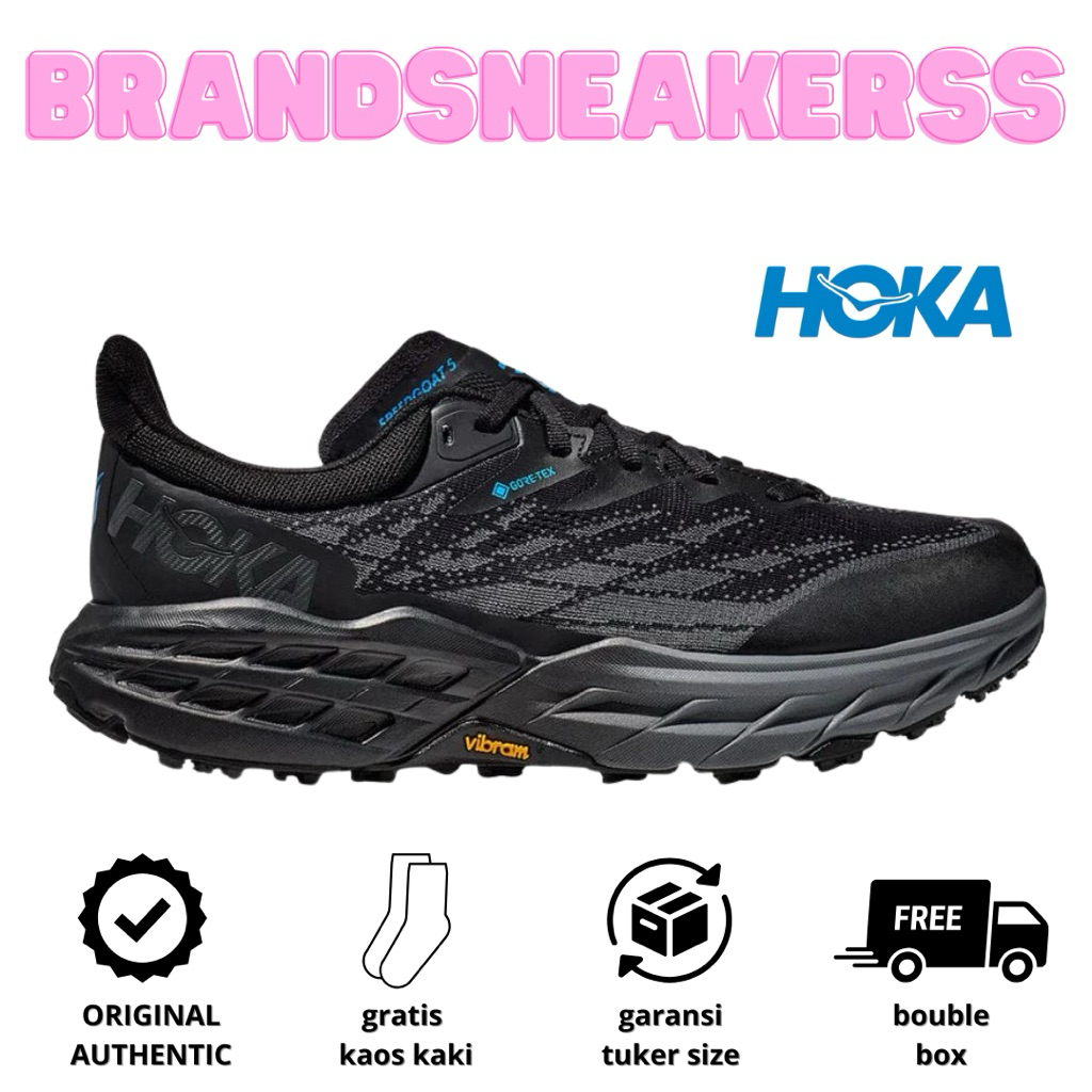 SEPATU RUNNING TRAILRUN HIKING HOKA ORIGINAL HOKA SPEEDGOAT 5 BLACK BLACK