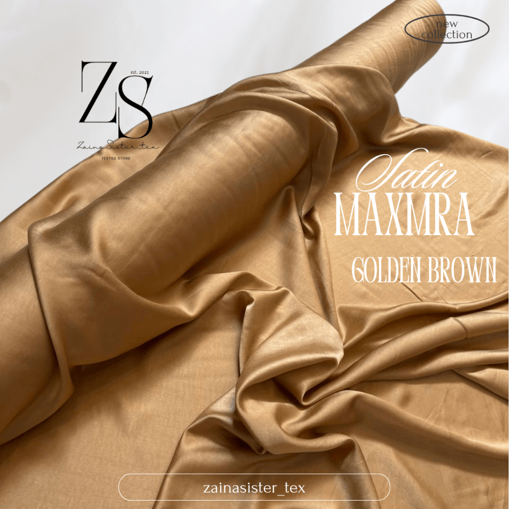 1/2 Meter Bahan Kain Satin MaxxSilk Polos Warna Soft Gold Emas Bahan Kain Bridesmaid