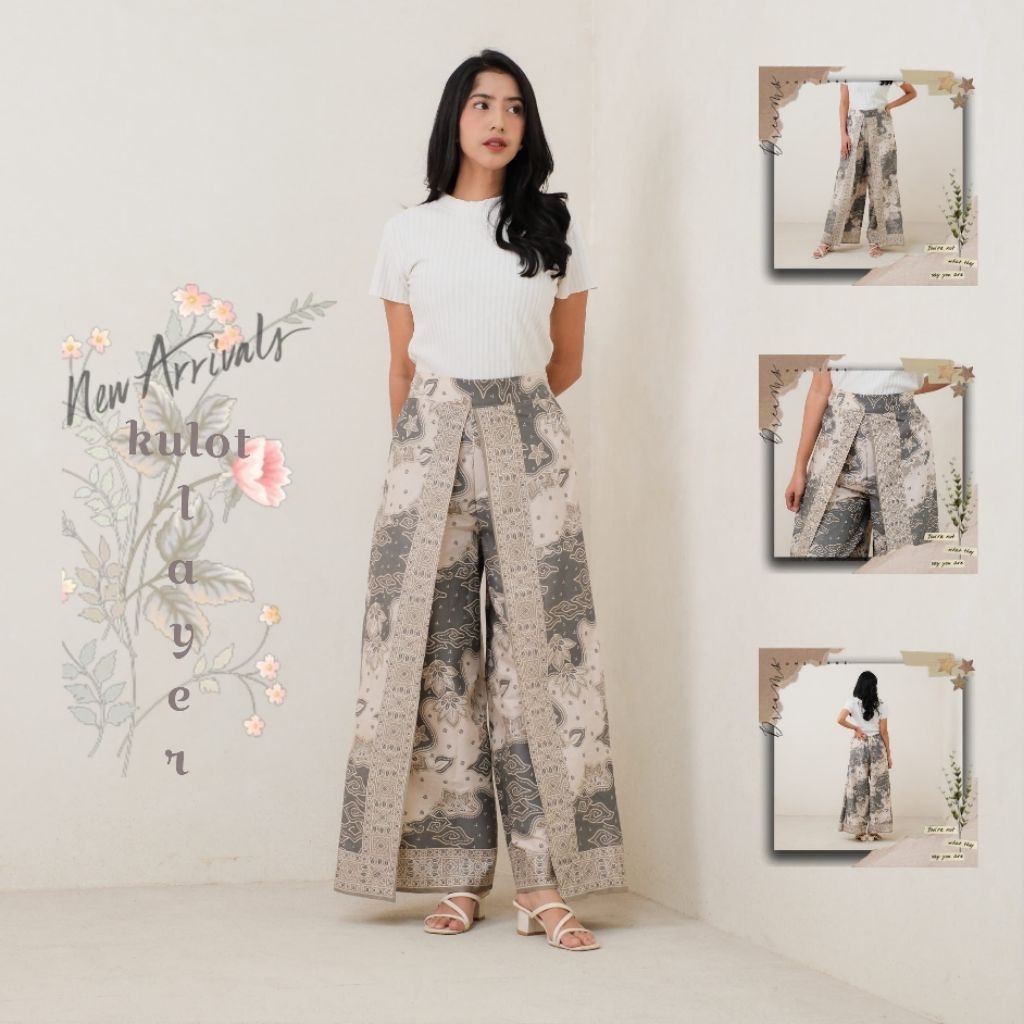 mekar_noto - celana kulot layer batik wanita bawahan batik tradisional kebaya kondangan