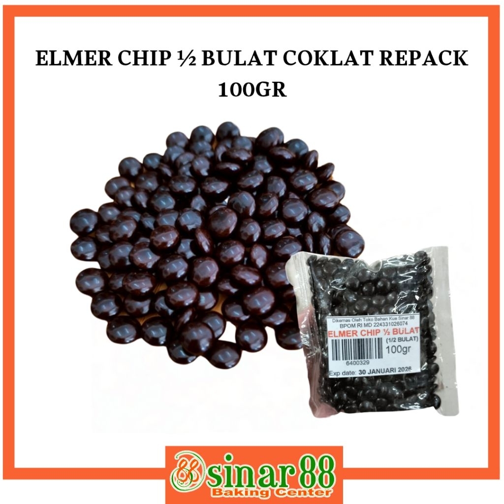 

Elmer Choco Chip Dark 1/2 Bulat 100gr