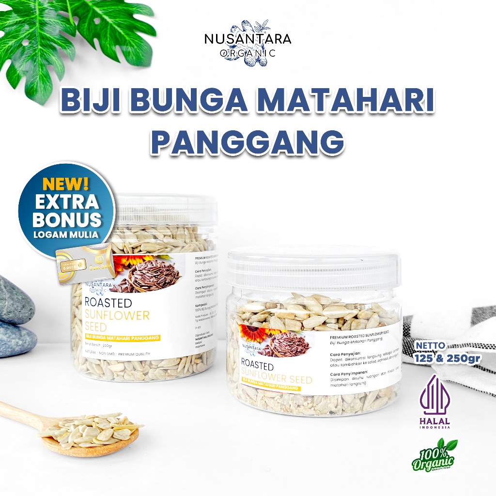 

Nusantara Organic Sunflower Seed Asli Biji Bunga Matahari Oven Panggang Natural Alami