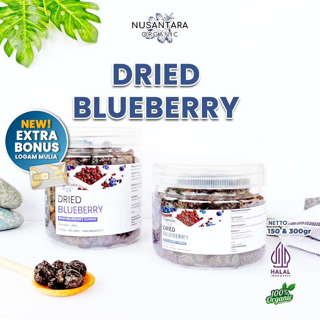 

Nusantara Organic Blueberry Kering Organik Dried Fruit Tanpa Campuran Snack Buah Murni