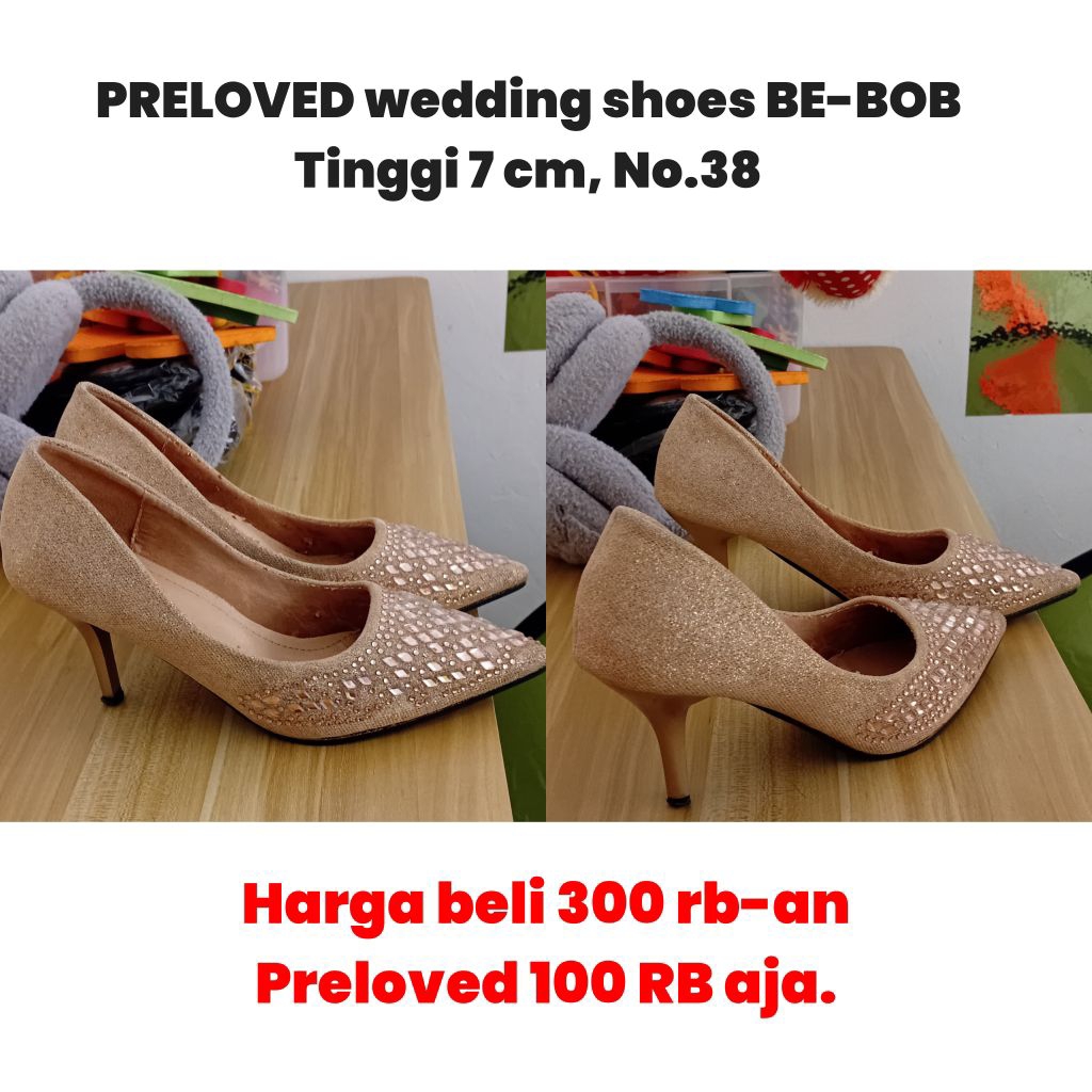 PRELOVED wedding shoes heels BE-BOB 7cm No.38