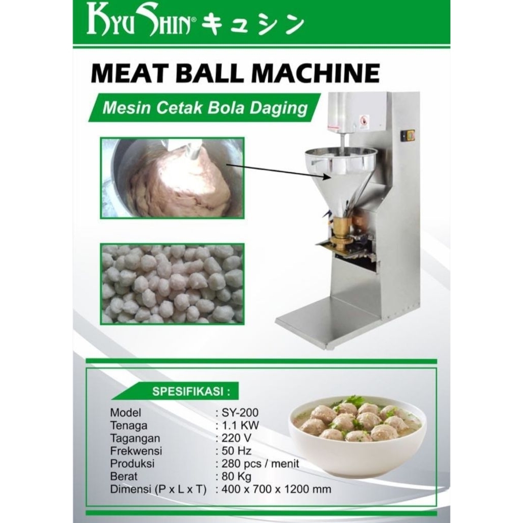 mesin cetak bakso kyushin SY 200 / cetak bakso bulat / mesin cetak bakso bulat