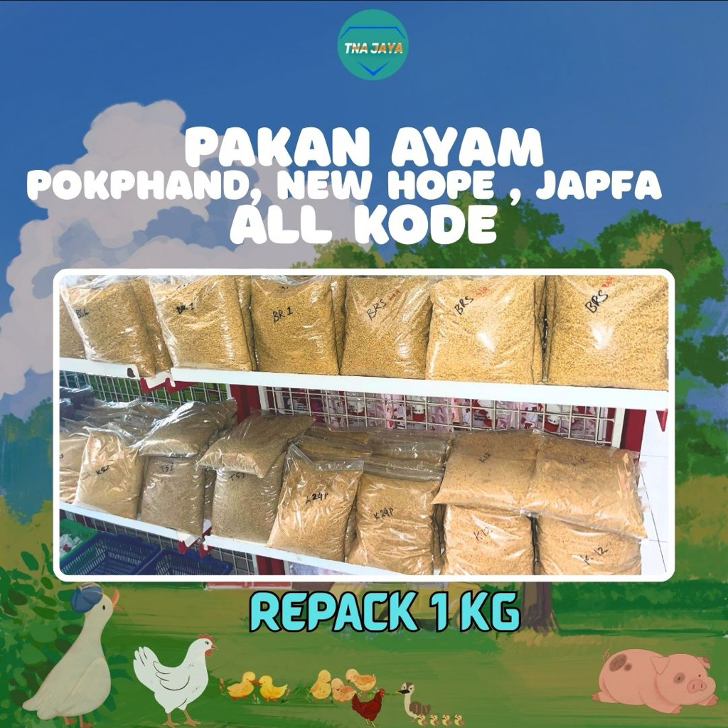 pakan & konsentrat ayam-babi repack 1kg merk pokphand,newhope,japfa,malindo,easthope,sreeyaa