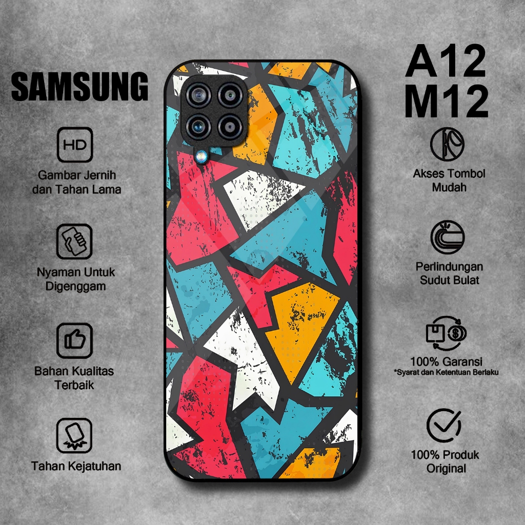Softcase Glass Kaca Hp SAMSUNG A12 M12 Motif ABSTRAK - Case SAMSUNG A12 - Casing SAMSUNG M12