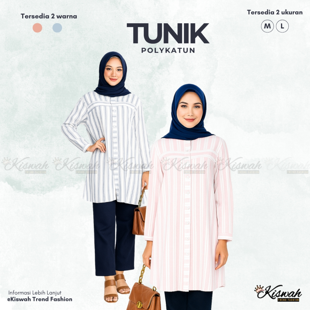 Kiswah - Atasan Tunik Haruka Kemeja Kancing Tunik Elegen Lembut Atasan Haruka Tunik