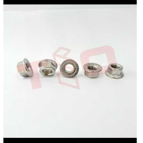 Flange Nut M6 Stainless Steel 304 - Mur Flange M6 SS304 - Mur otomotif m6