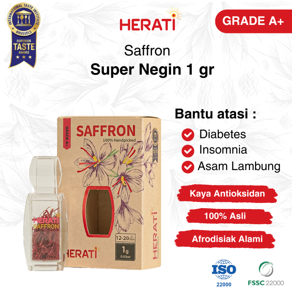 

Herati Saffron Afghanistan I Safron Super Negin 1 gr Bunga Saffron Grade A+ Premium Original
