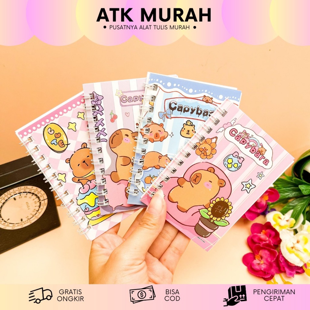 

BUKU BINDER SPIRAL A7 CAPYBARA 1 RENCENG ISI 4 PCS BK-1950 PAKET NOTEBOOK BUKU TULIS DIARY SPIRAL MURAH PAKET LUCU IMUT