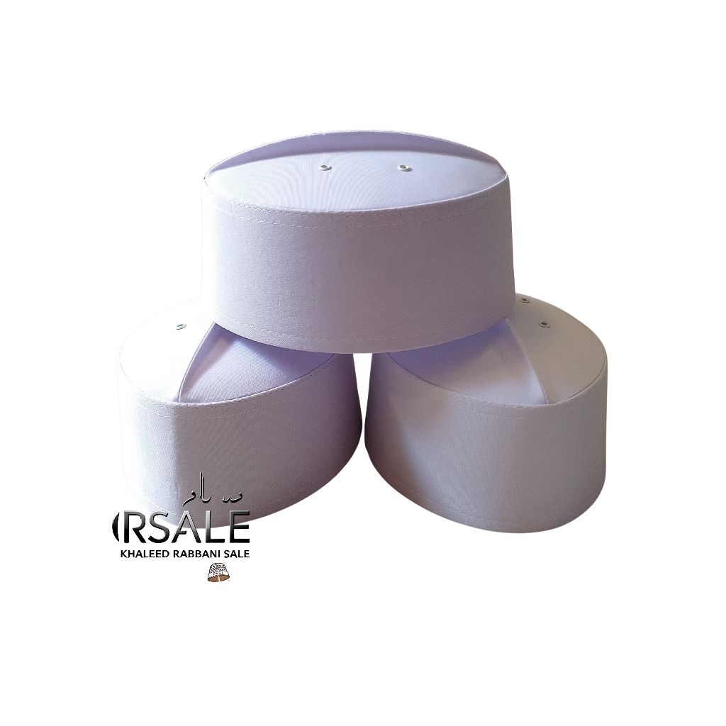 Peci Kopyah Haji Putih Asagofah Polos / Peci Kopeah Kaku Putih Polos / Free Kardus Packing