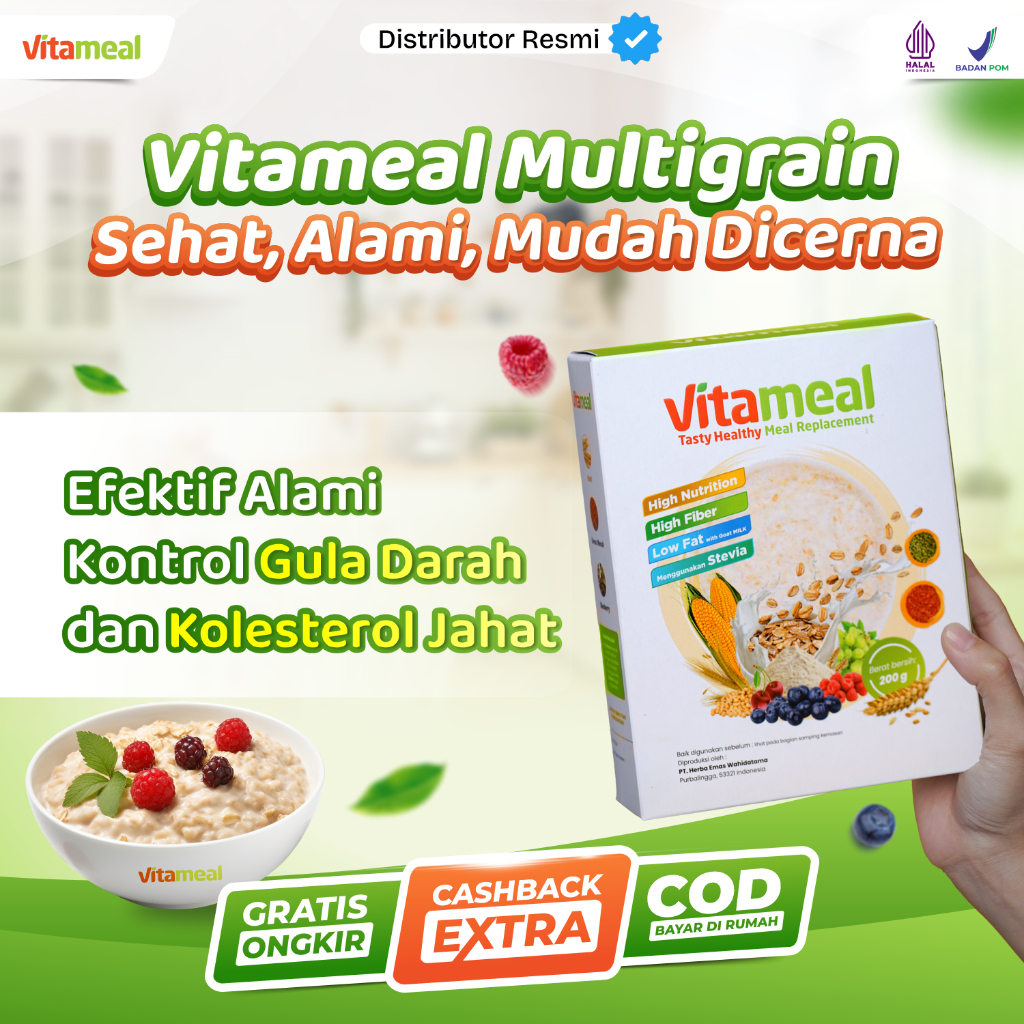 

[EKSKLUSIF] SEREAL VITAMEAL - Multigrain Sehat Bantu Diet Atasi Diabetes Turunkan Gula Darah Tinggi