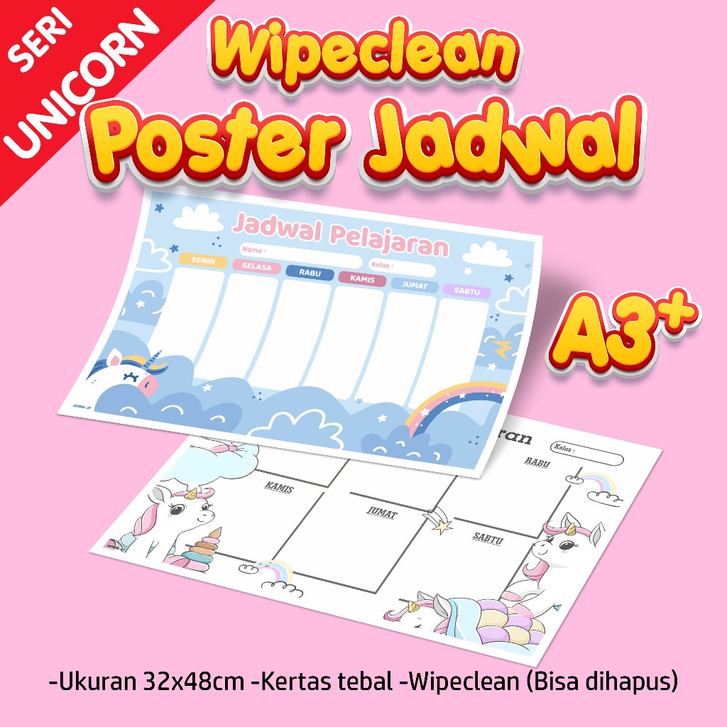 

Poster JADWAL PELAJARAN UNICORN - Poster sekolah jadwal pelajaran weekly planner wipeclean