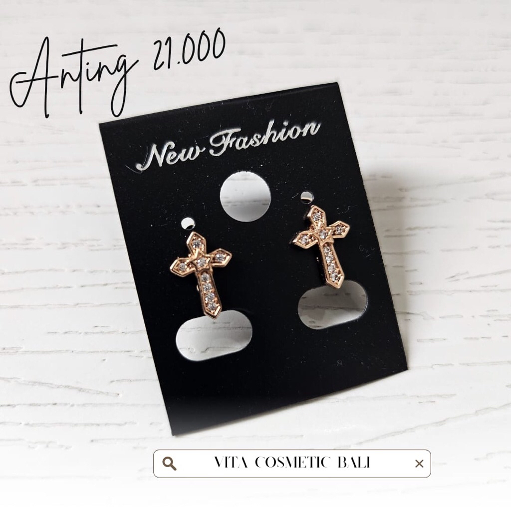 Anting 21 earring korea china xuping pesta salib hiasan telinga asesoris
