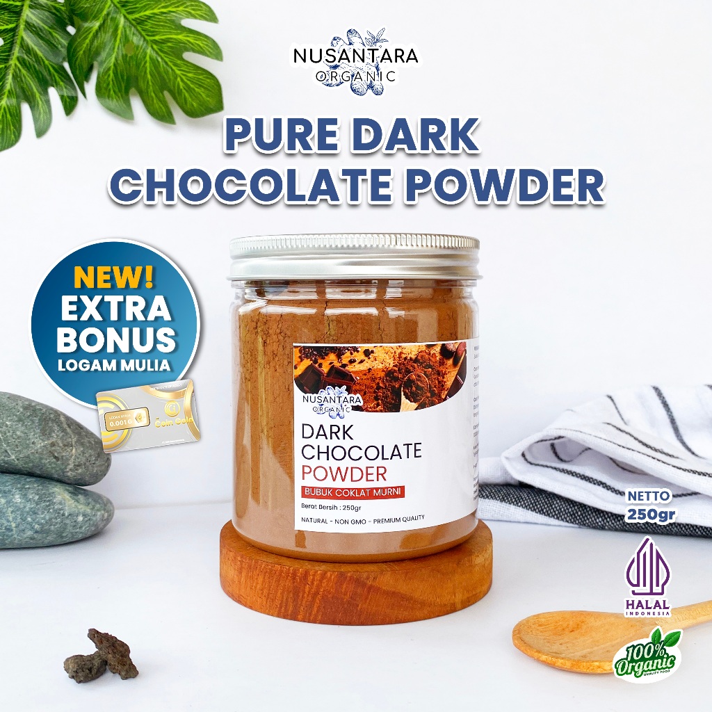 

Nusantara Organic Bubuk Coklat Cocoa Powder Serbuk Minuman Tanpa Gula Campuran Murni Alami 250gr