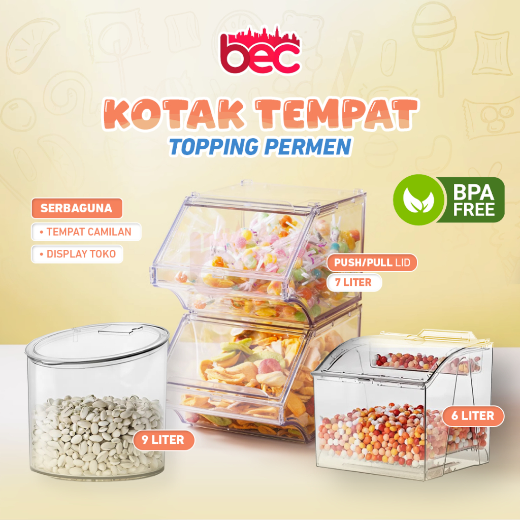 

[BEC] Kotak Tempat Permen Acrylic, Candy Box, Cemilan Bisa Untuk Display Toko