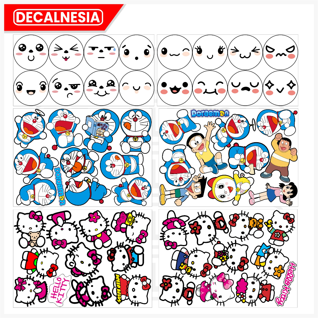 

Sticker Pack Doraemon Stiker Kawai Cute Kartun Hello Kitty Sepeda Listrik HP Motor Helm Anime Lucu C60