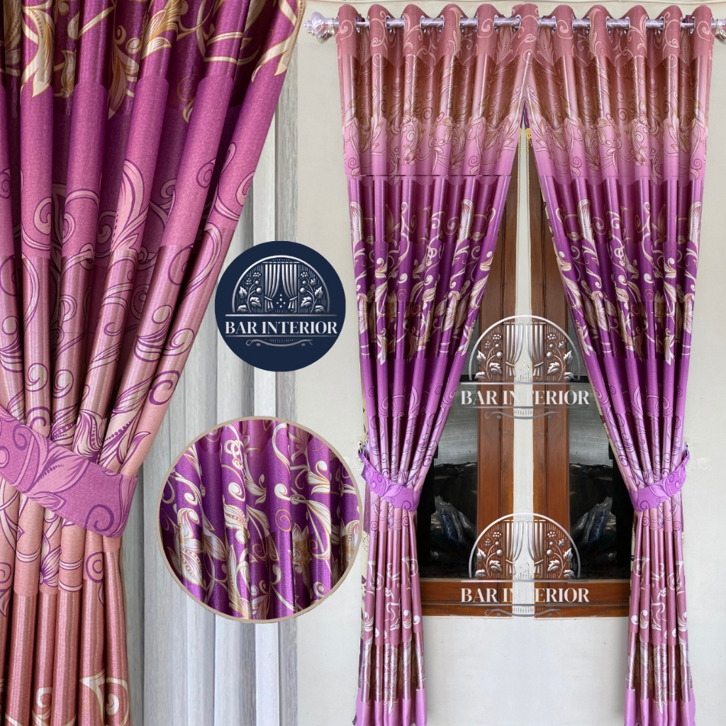 Gorden Lebar 140cm X Tinggi 200cm Dan 250cm Gorden Blackout glosy Tirai Gorden