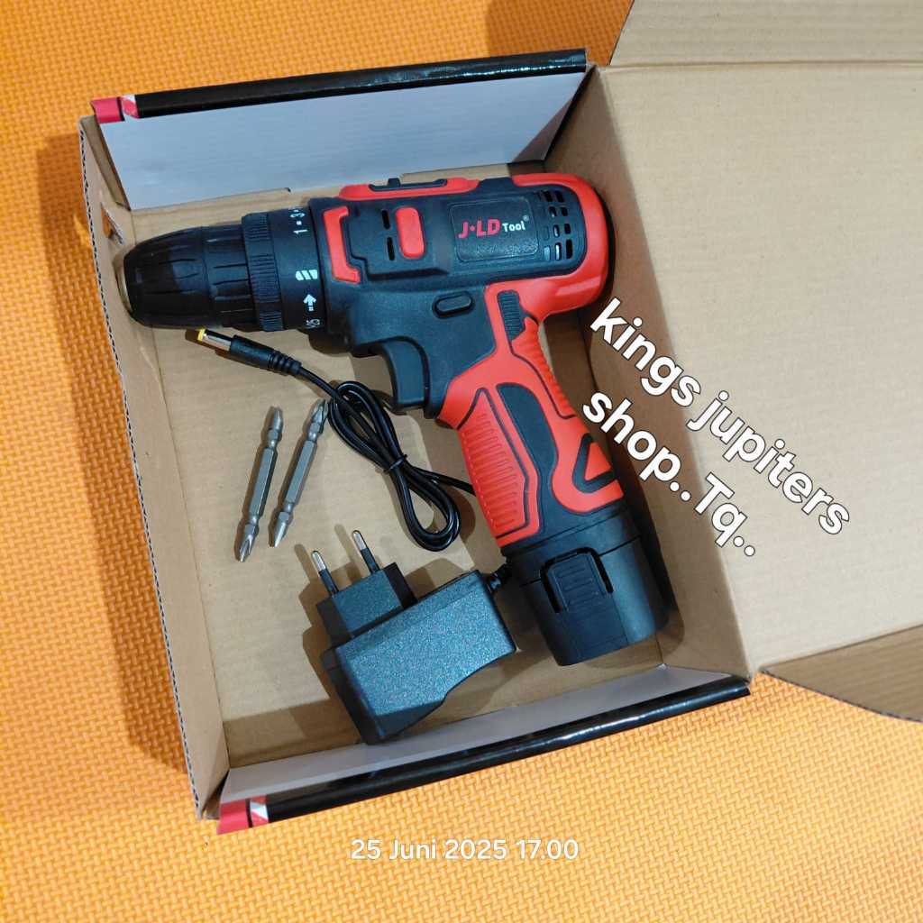 1 BATRE SET CORDLESS BOR 10MM BESI KAYU 12VOLT ( merk JLD ) corless codless