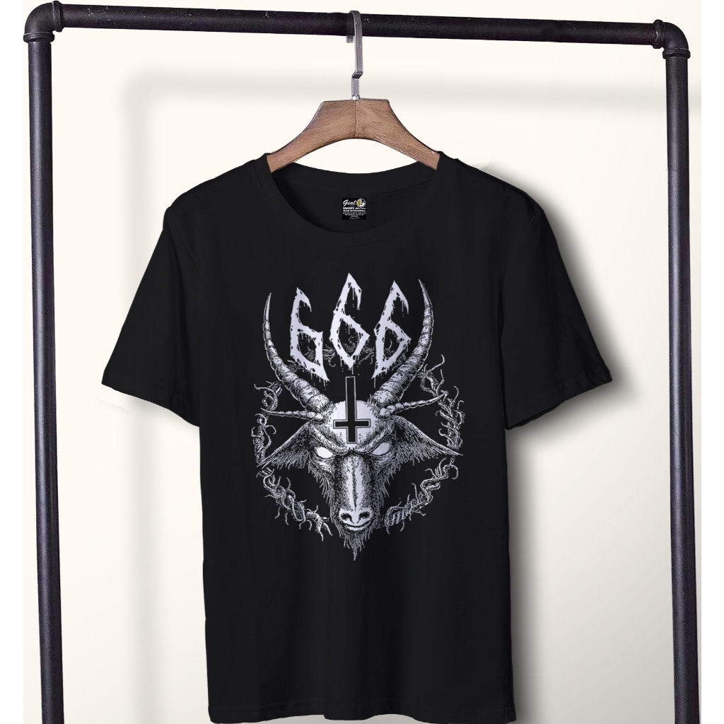 Satanic bapHomet 666 T-shirt Kaos Lengan Pendek combad 24s
