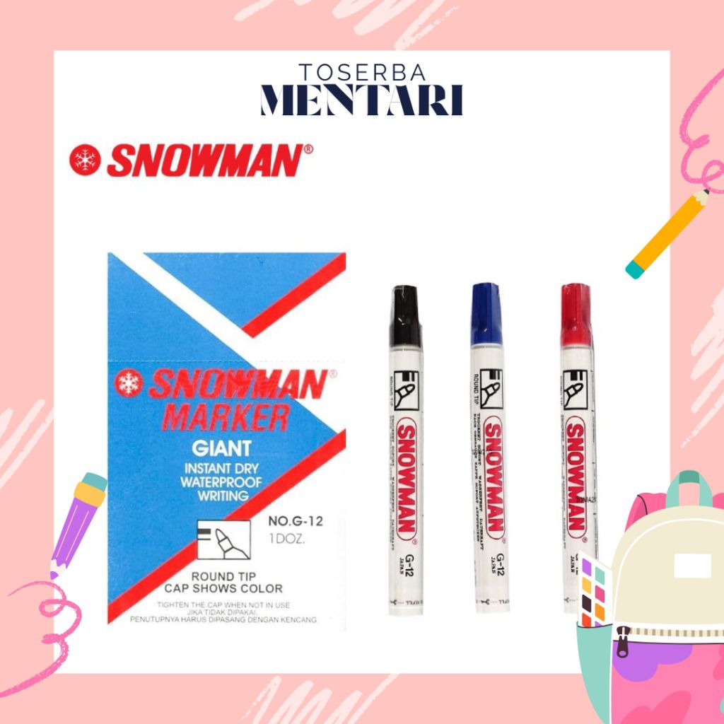 

SPIDOL SNOWMAN PERMANEN/BOARDMAKER WARNA HITAM, MERAH, BIRU, PUTIH G-12