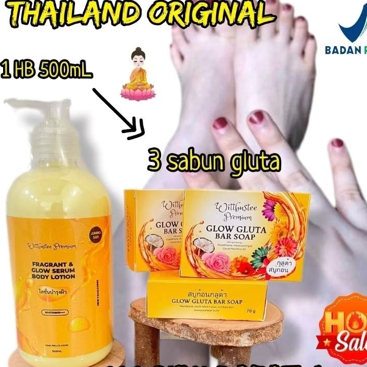 PROMO ‼️ HB THAILAND 500ML + 3 SABUN GLUTA THAILAND, Lotion Thailand bpom,hb Thailand,sabun gluta gl
