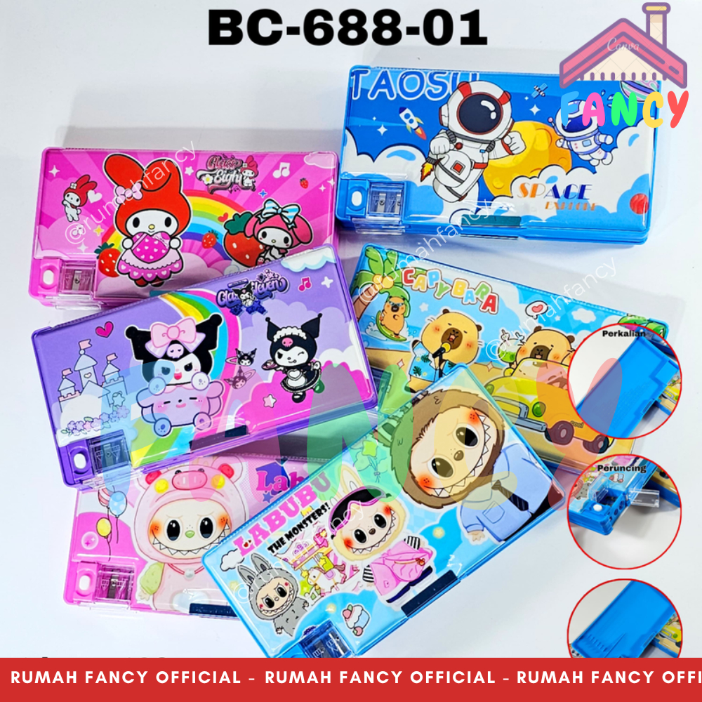 

[FREE DUS + BUBBLE] Kotak Pensil Magnet BC 688 / KT 0006 Pensil Case Magnet + Serutan Cute KUROMOI MELODI / CUTE DINO / ASTRONOUT / UNICORN / GIRL Lucu Unik Murah