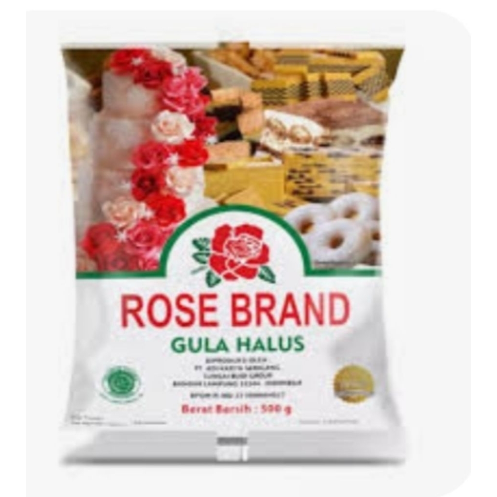 

gula halus Rose brand berat bersih 500 gram