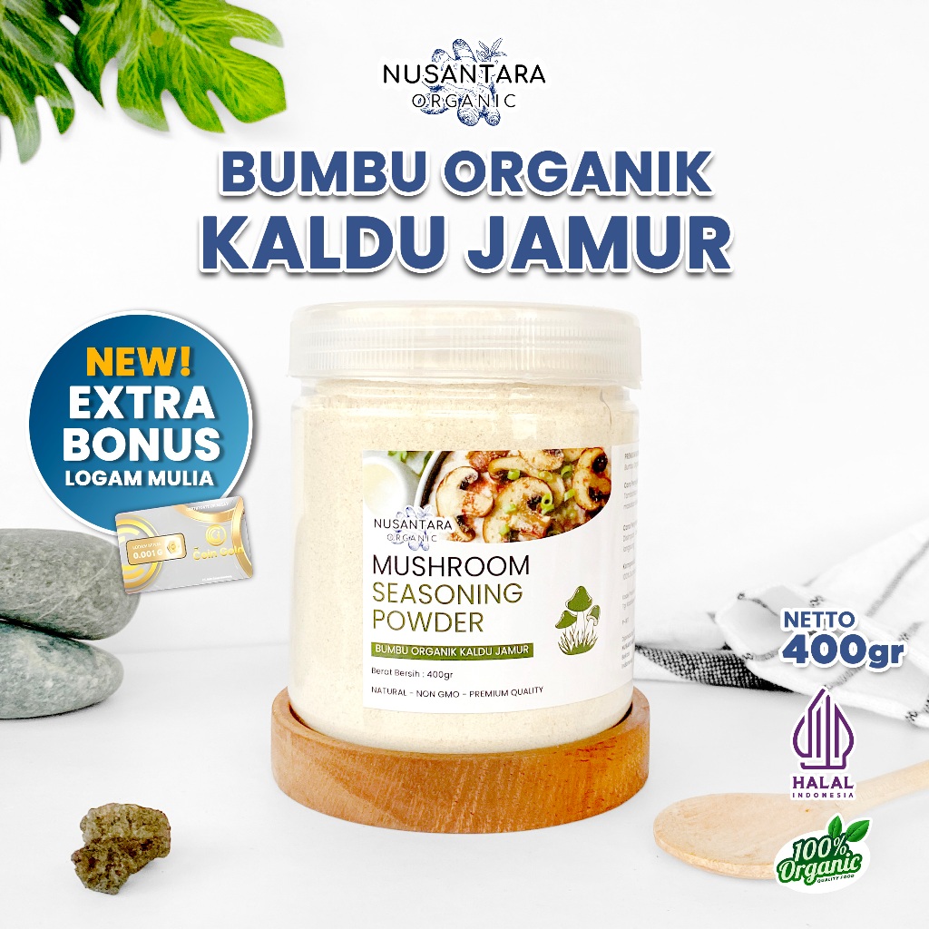 

Bumbu Kaldu Jamur Mushroom Seasoning Bouillon Stock Alami tanpa MSG 400gr