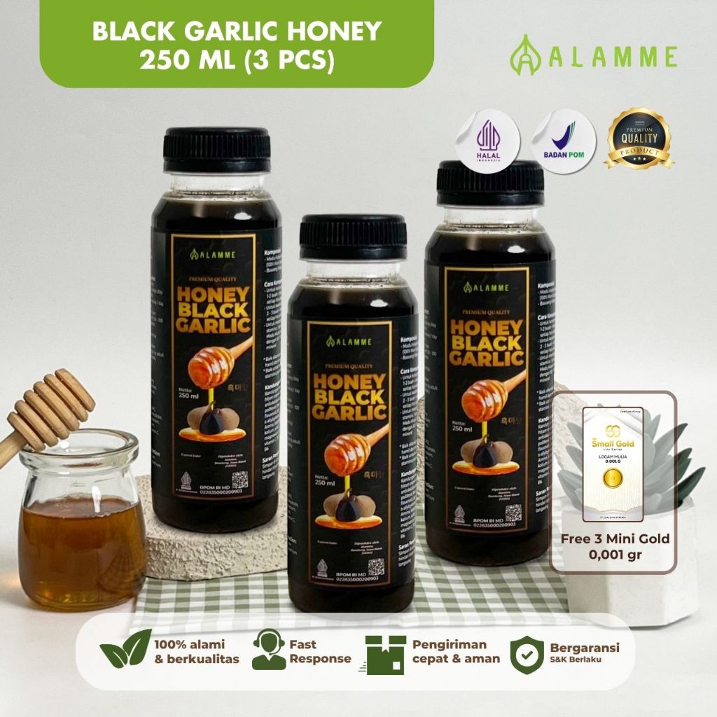 

Alamme - Black Garlic Honey Madu Bawang Hitam Tunggal Lanang Premium 250ml 3pcs