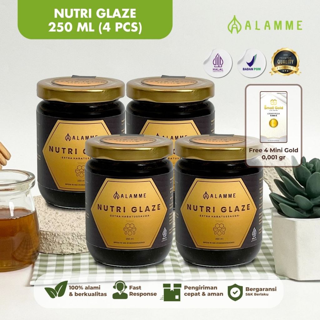 

Alamme - Paket Bundling Nutri Glaze 250ml 4 Pcs Suplemen Herbal Alami Ekstra Habbatussauda