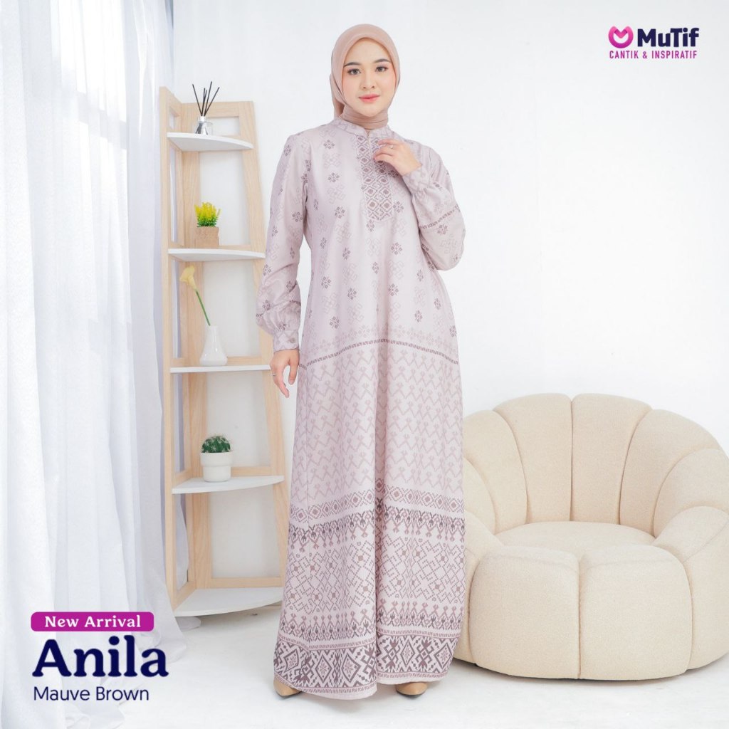 GAMIS WANITA TERBARU MUTIF ANILA MAUVE BROWN || COD || GAMIS DEWASA KATUN ORIGINAL MUTIF