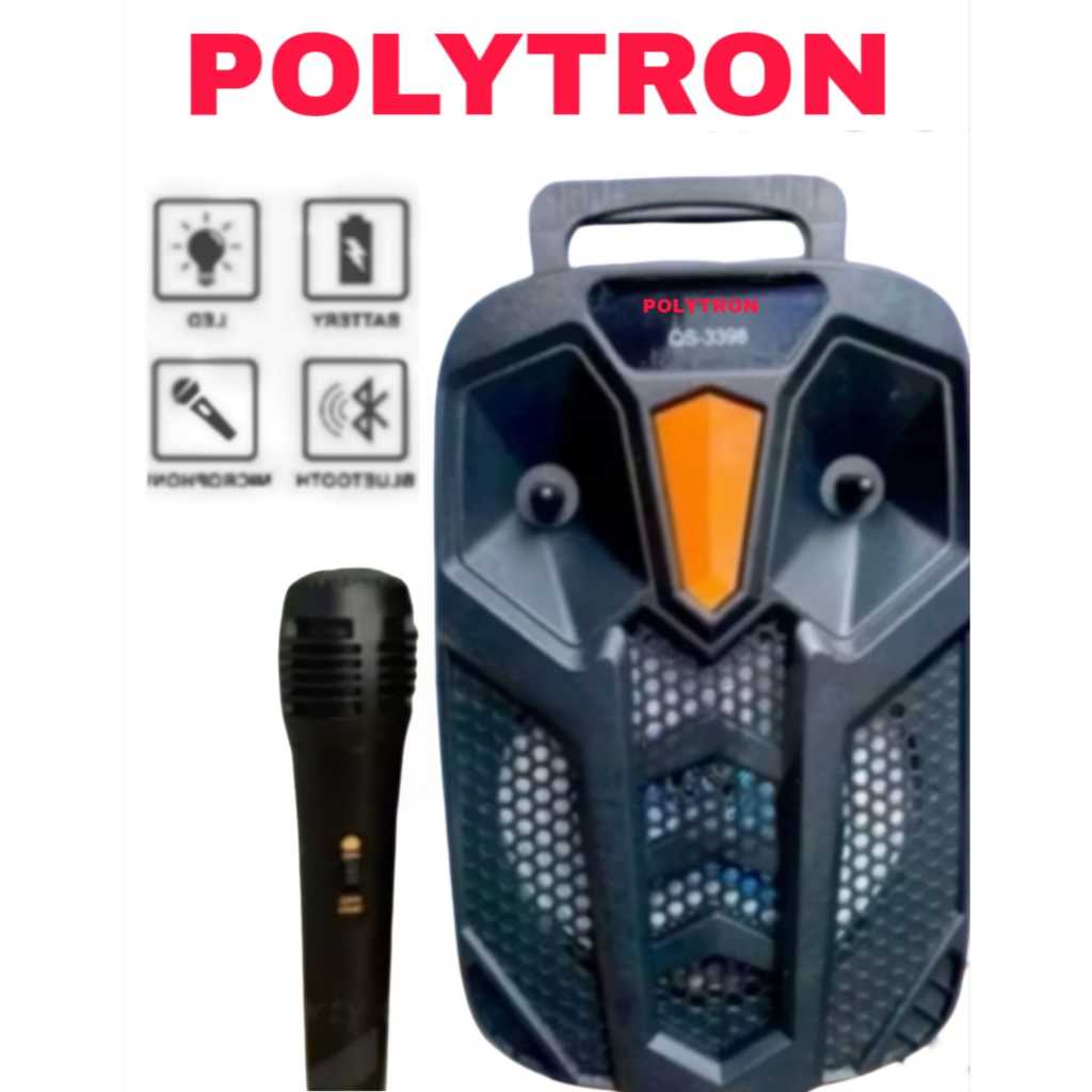 Speaker Bluetooth Kimiso/POLYTRON MKC-3398 Size 6.8" Inchi Bonus Mic