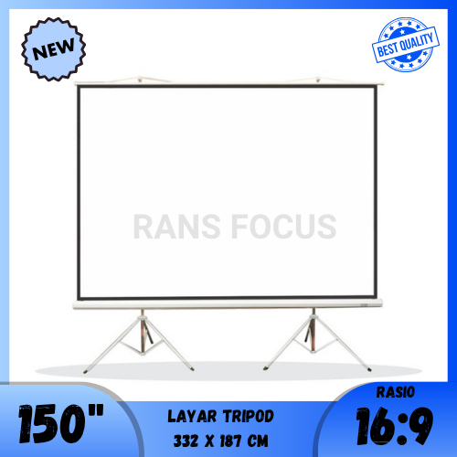 Layar Proyektor Tripod 150 Inch 16:9 | Screen Projector Stand