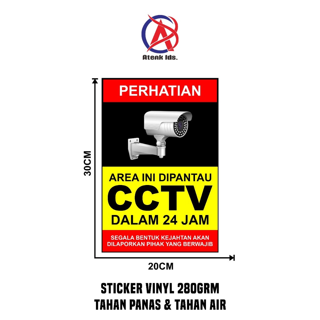 

Stiker Vinyl Stiker CCTV 24 Jam 20x30 cm