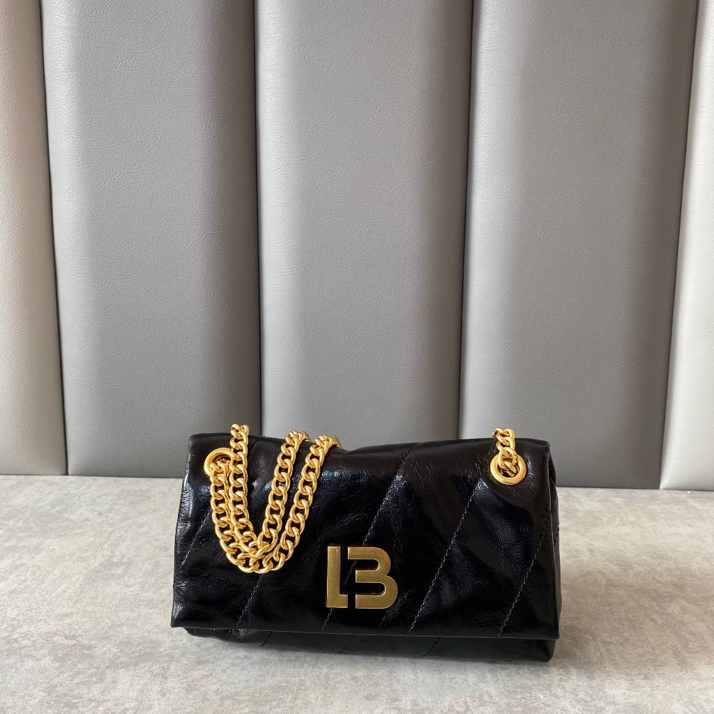 Small Black Leather Bag Flap