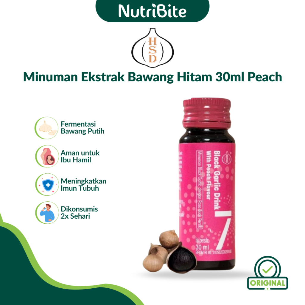 

HSD Black Garlic Drink Peach - Minuman Ekstrak Bawang Hitam Bebas Pengawet & BPOM
