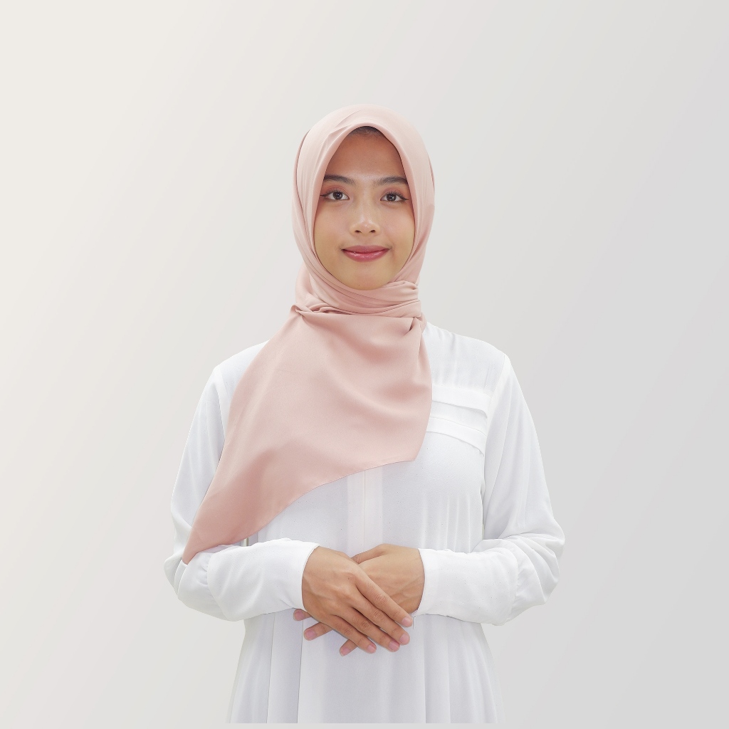 HYRA Kerudung Voal Hijab Segiempat Polos Kelim Warna Cameo Brown