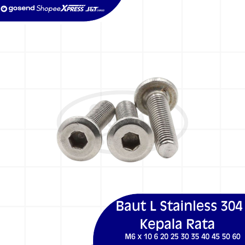 Baut L Stainless Steel 304 Kepala Rata / Baut L Anti Karat / Baut JCBC SS / Baut Kunci L M6 x 10 16 
